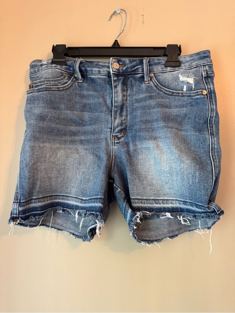 Judy Blue Medium Wash Distressed Cutoff Jean Shorts